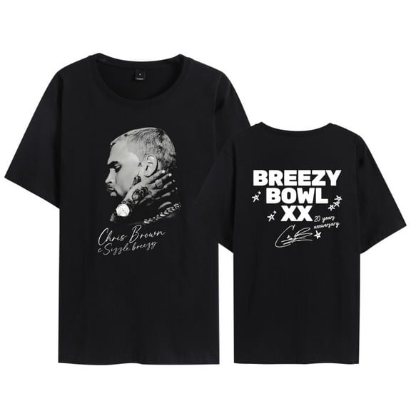 Leveorch Chris Brown 2025 Breezy Bowl Tour Merch Breezy Bowl XX Tour 2025 T-Shirt for Men Hip Hop Fashion T Shirt