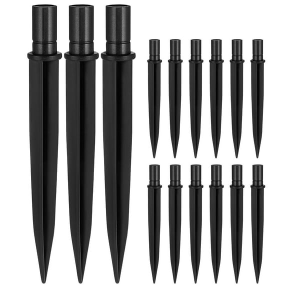 OUNONA 15-Pack Reinforced Plastic Ground Spikes Replacement Stakes for Solar Pathway, Garden, and Torch Lights