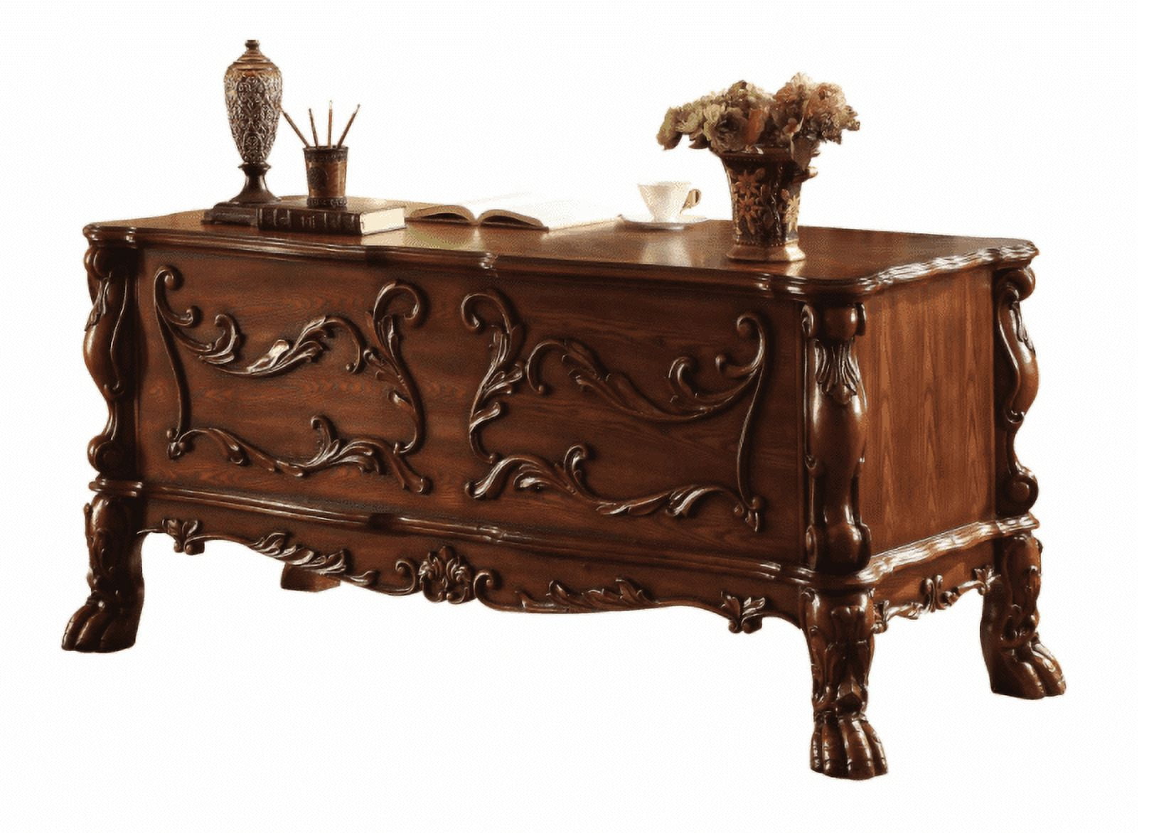 36" X 72" X 31" Cherry Oak Wood Poly Resin Executive Desk