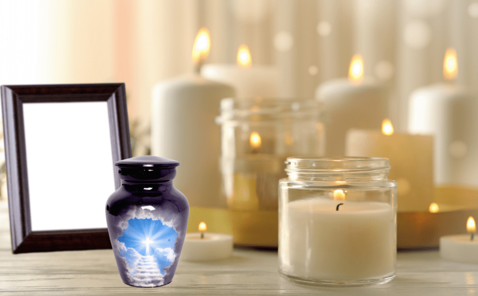Premium Decor Cross Beautiful Small Mini Keepsake Urn for Human Ashes - Qnty 1 with Velvet Bag