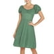 thumbnail image 1 of WILLBEST Vestidos Casuales Border Independent Station - Vestido Nuevo para Mujer con Cuello Cuadrado, Manga Corta Abullonada, Elástico, Fruncido, Ajustado, Estampado de Vuelo Grande Chica, 1 of 3