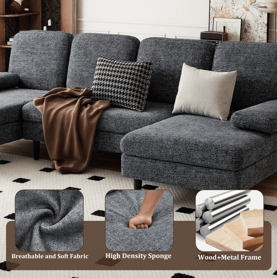 U-Shaped Sectional Sofa with Double Chaise