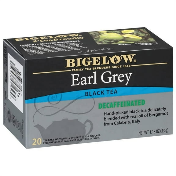 Bigelow Decaffeinated Earl Grey Black Tea Bags 20-Count Boxes (Pack of 6), 120 Tea Bags Total