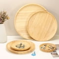 thumbnail image 7 of Uxcell Bamboo Serving Tray, 8 x 8 Inch Round Wooden Trays Portable Serving Platters for Food Fruit, Snacks, Bread, Vanity, Weddings, Picnics, Khaki, 7 of 7