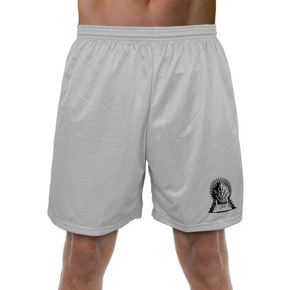 Game of Thrones Iron Throne Icon Mens Lined Mesh Shorts, Silver, Large