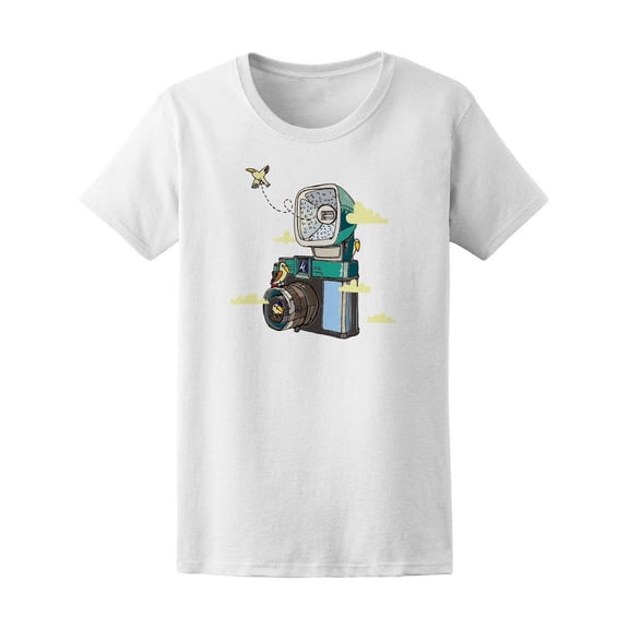 Old Camera With Flash Birds T-Shirt Women -Image by Shutterstock, Female XX-Large