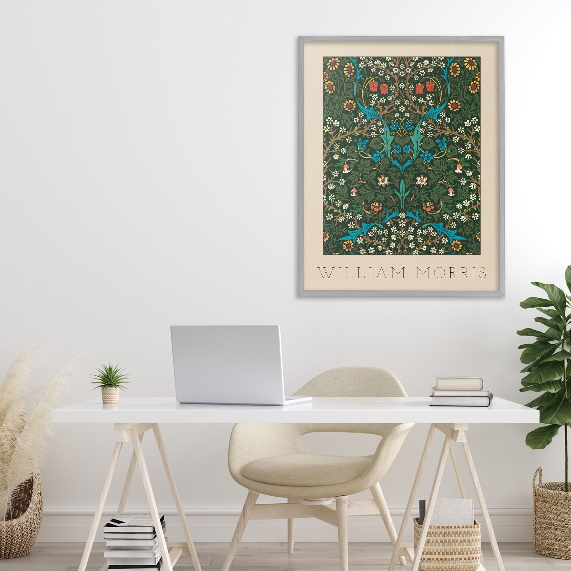 Stupell Industries Ornate Botanicals William Morris Gray Framed Giclee Art, design by Lil' Rue