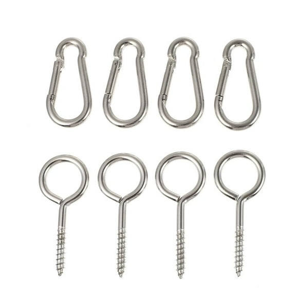 4 Sets Screw Eye Hooks Heavy Duty Screw Hooks with Mountaineering Buckles