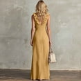 thumbnail image 4 of zbxnLI Womens V Neck Dress Fashion Ruffle Trim Maxi Dresses for Women Casual Side Slit Flowy Hem Long Sundress, 4 of 7