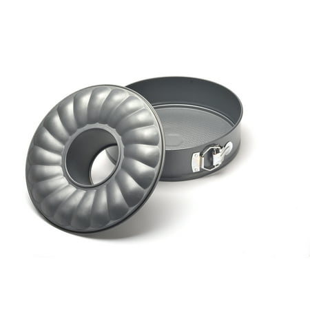 

PRESS Fluted Springform Bundt Cake Pan 10in x 3 1/3in 3pcs Ideal for Baking Non-Stick Carbon Steel with Removable Bottom and Quick Release. Bakeware Line