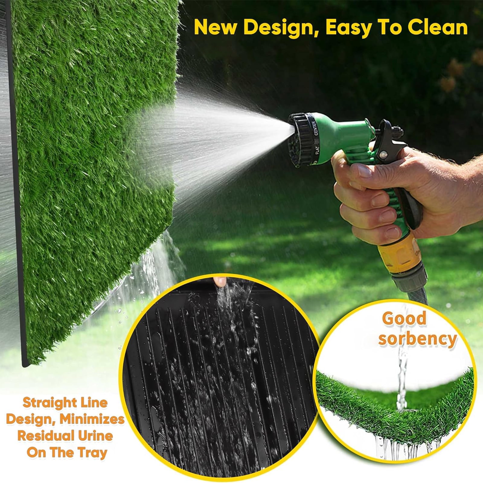 Dog Grass Pad with Tray,Reusable Training Pad with Replaceable Artificial Grass,Quick Absorbent Indoor Portable Dog Patio Potty,Washable Pee Pad For Puppy (Black Tray + 2 Grass Pads for Replacement)