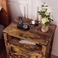 thumbnail image 4 of JolyDale Farmhouse End Table with Charging Station, 21'' Rustic Nightstand with Barn Door, Sofa Side Table with Open and Closed Storage for Living Room, Bedroom, Brown, 4 of 7