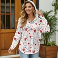 thumbnail image 3 of DISNIMO Cat Heart Printed Hoodies for Women V Neck Pullover Tops Loose Fit Sweatshirts Waffle Shirts for Daily Wear, M, 3 of 7