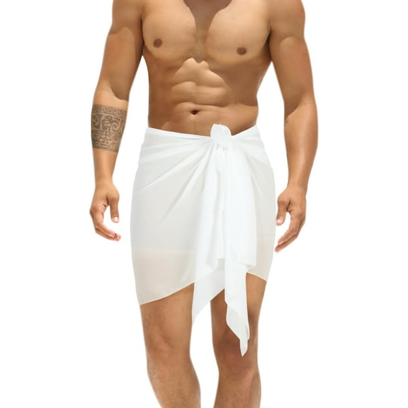 HAPPY BAY Men's Pareo Holiday Beach Wraps Stylish Bathing Suit Sarong One Size Pearl, Solid Summer Vacation Aloha