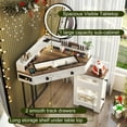thumbnail image 5 of Aukfa Corner Vanity Desk with Mirror, LED Lights, Drawers & Outlet, Vanity Table for Girls, White, 5 of 8