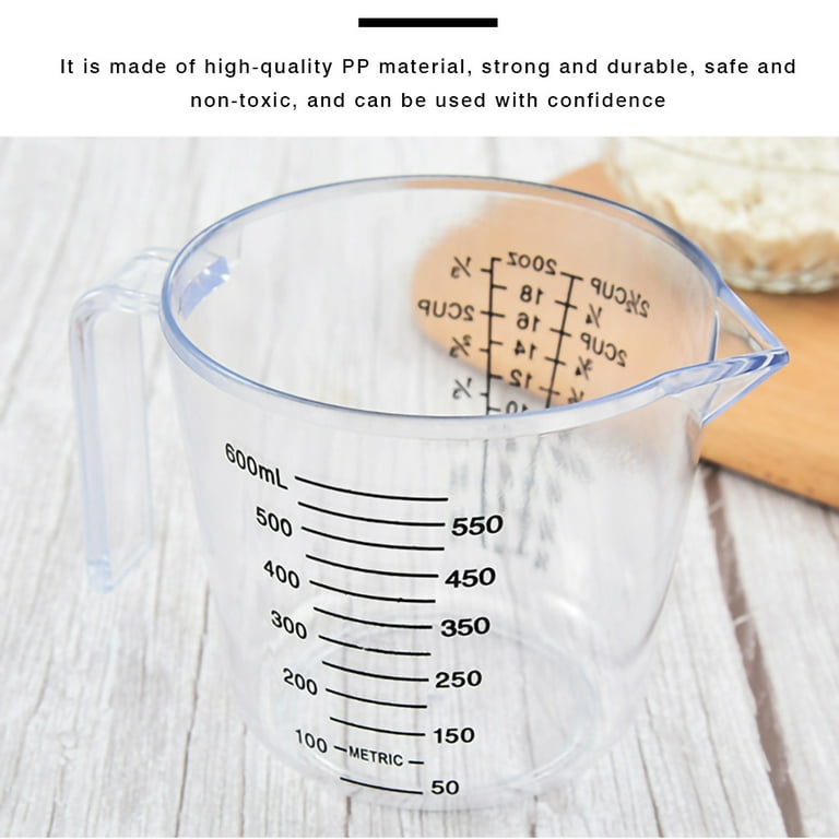 Measuring Cups Set, 3-Piece Clear Plastic Measuring Cups with oz & Cup Scale for Kitchen Cooking Baking