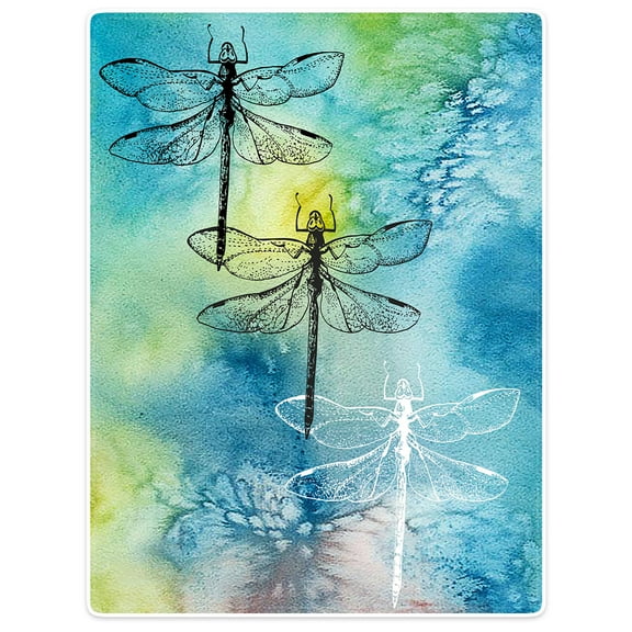 YISUEMI 50x60 inches Blanket Throw Comfort Warmth Soft Plush Throw for Couch Dragonfly Printed Ink Painting