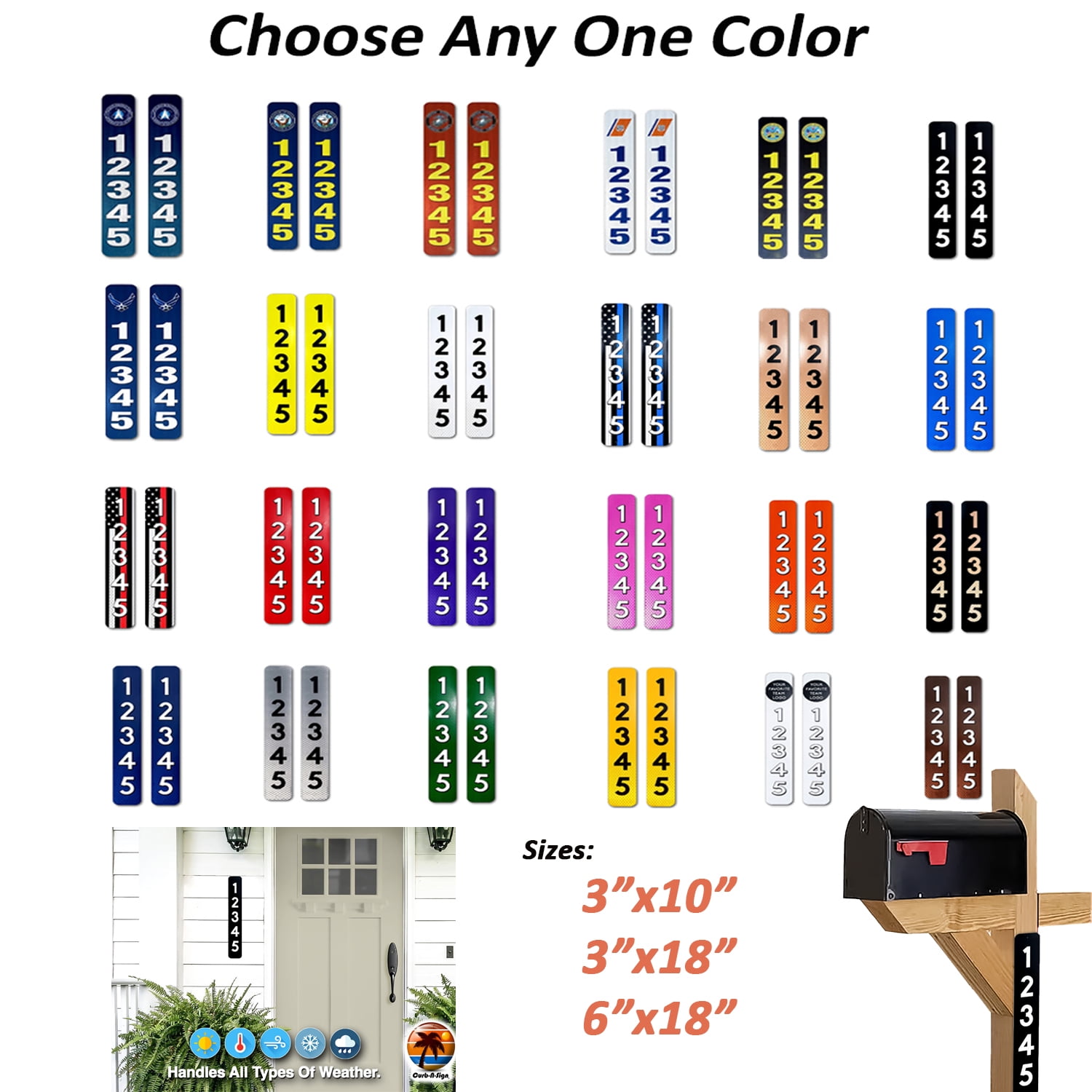 2 Pack Address Numbers for House Stickers, Customized Vertical 911