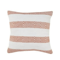 LR Home Ox Bay Hand-Woven White/Orange Diamond All-Natural Cotton Pillow Cover