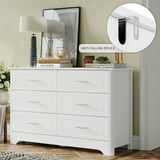 Homfa Double Dresser with 6 Drawer, White Horizontal Dresser Chest for ...