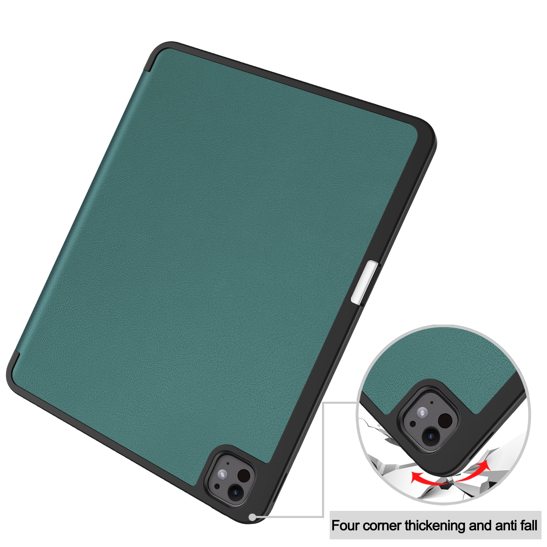 Dteck for iPad Pro 13 Inch 2024 Case with Pencil Holder, Slim Trifold Stand Case for iPad Pro 13" (M4) 2024,Deep Green