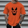 thumbnail image 2 of T Shirts for Men Graphic Halloween Casual Funny Face Printed Theme Short Sleeve Crew Neck Tops Comfortable Festival Loose Solid Color Summer Men Shirts Orange XXXL, 2 of 4