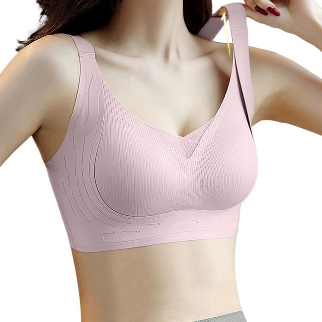 Brasier Sujetador Push up de Látex sin Costuras para Mujer, Talla Pequeña, Talla Grande, con Tiras de Gelatina, Soporte Suave, Cómodo, Malla Transpirable, Copa Fija. Grande