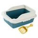 thumbnail image 2 of Caja de arena para gatos, bandeja de arena para mascotas, accesorios para jaula con cuchara tamizadora de arena para animales pequeños, gatos pequeños Azul S 27x18x15CM, 2 of 8
