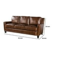 thumbnail image 5 of Benjara BM297241 83 in. Rich Leather Fabric Nailhead Trim Foam Cushioning Sofa, Brown & Brass, 5 of 5