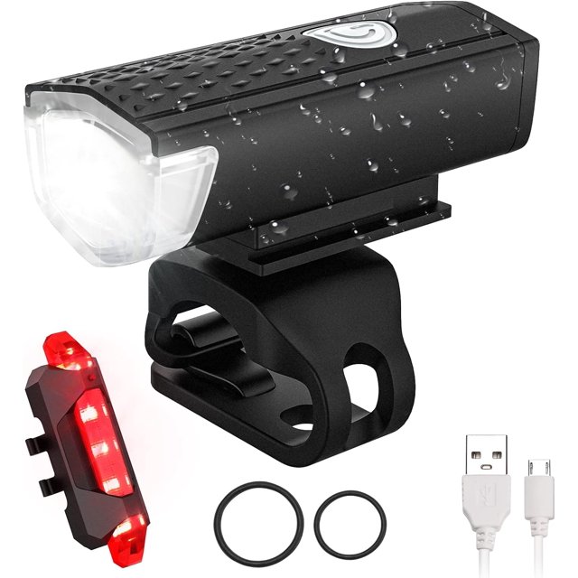 Luces para bicicleta, luz delantera LED recargable por USB, juego de luces delanteras recargables e impermeables para bicicleta, 5 modos de luz, juego de luces para todo tipo de bicicletas.