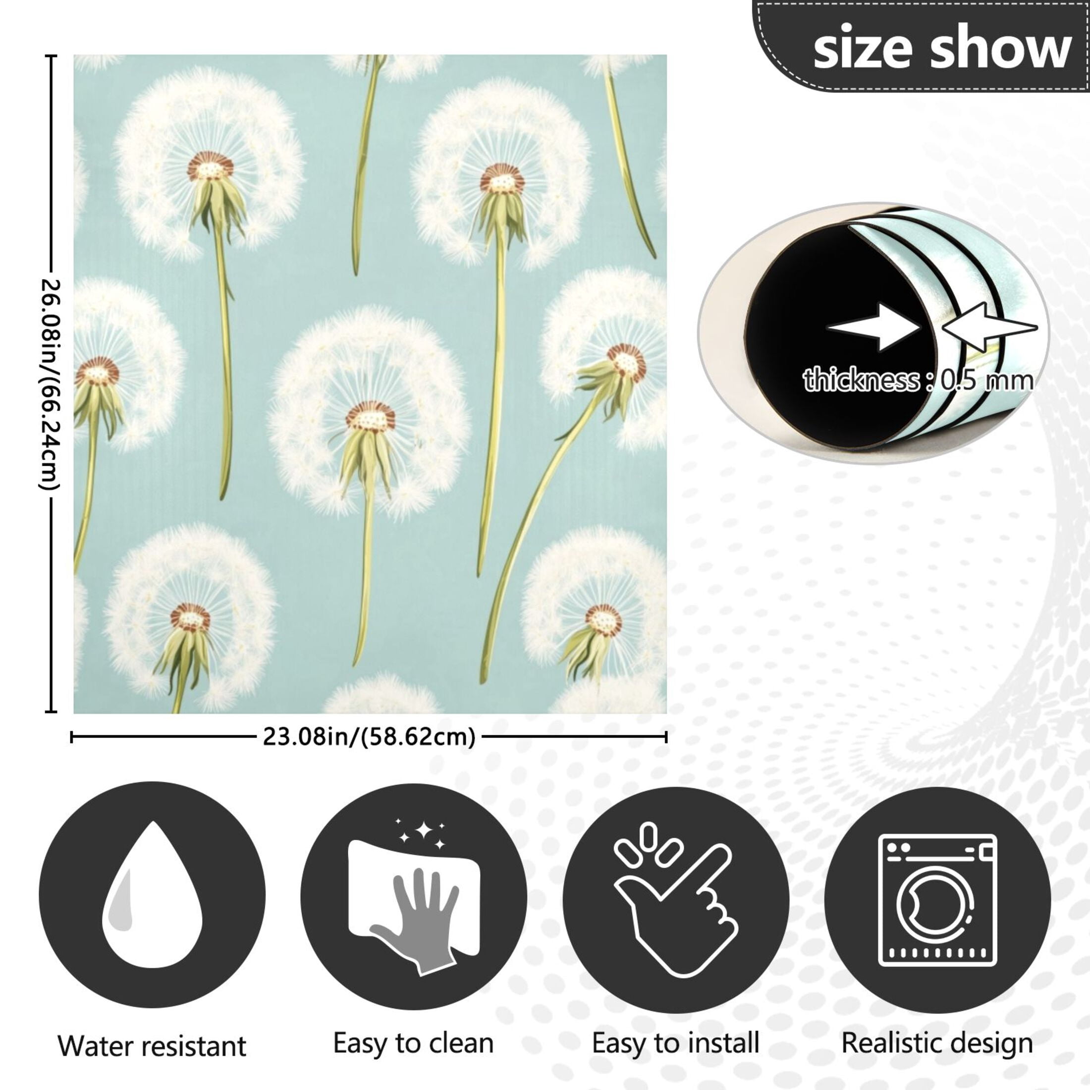 Dishwasher Magnetic Sticker 23x26 Inch Refrigerator Magnetic Sticker Washing Machine Magnetic Sticker Kitchen Panel Magnetic Sticker Home Decor White Cartoon Dandelion