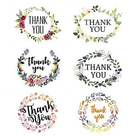 Darling Souvenir Floral Wreath Thank You Card Blank Greeting Card With White Envelopes-Pack of 36 Pieces