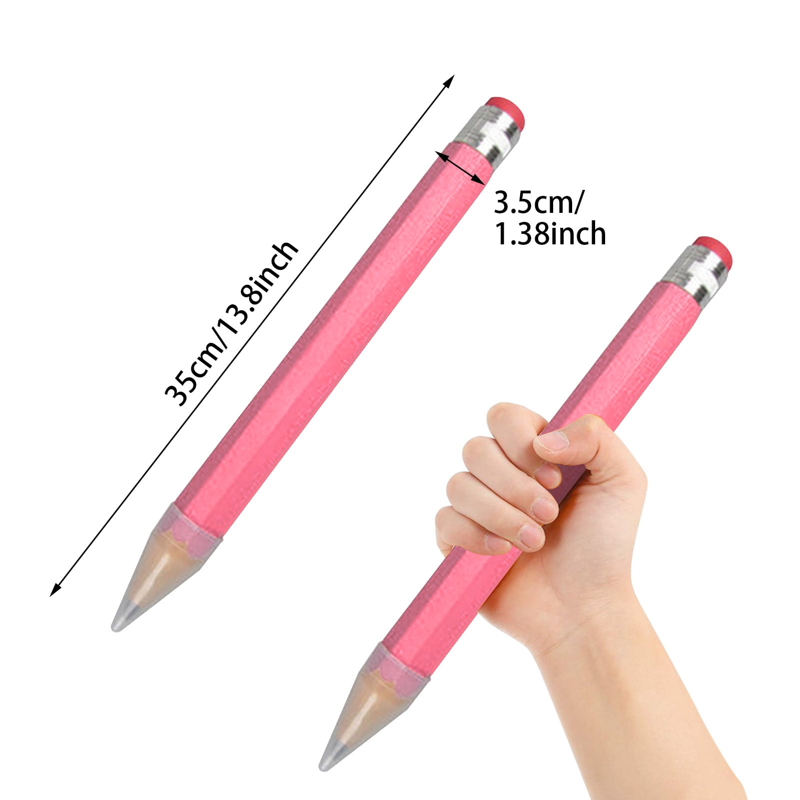 Wooden Jumbo Pencils for Prop/Gifts/Decor - 14 inch Funny Big Novelty Pencil with Cap(Pink) for Schools and Homes by Bushibu, Size: 1XL