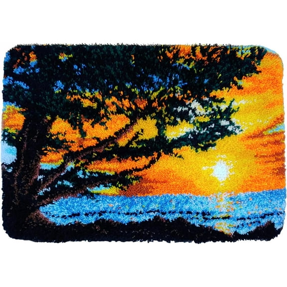 Latch Hook Kits Rug, 3D Pattern Canvas Crochet Needlework Crafts Floor DIY Latch Kits for Adults/Kids(Smooth Sailing, 62*42CM)
