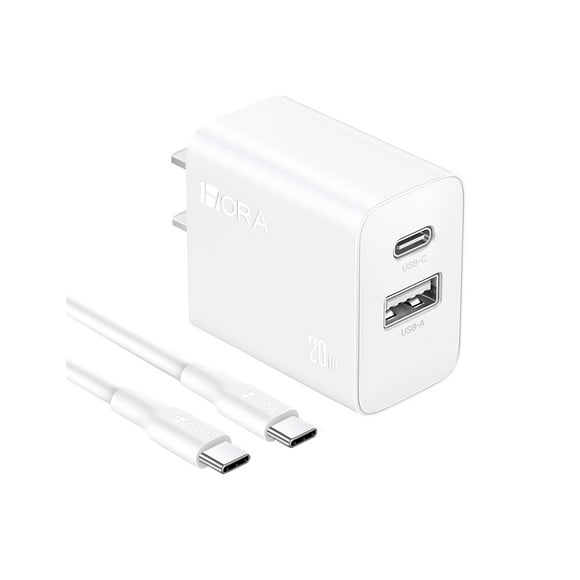 Cargador de doble puerto 20W 1HORA Tipo USB+Tipo C