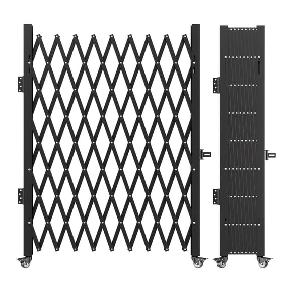 Folding Security Gate 7.8ft, Steel Accordion Door Gate, 7.25ft H Single Folding Barrier, Rolling Barricade Gate with Padlock for Warehouse, Storefront