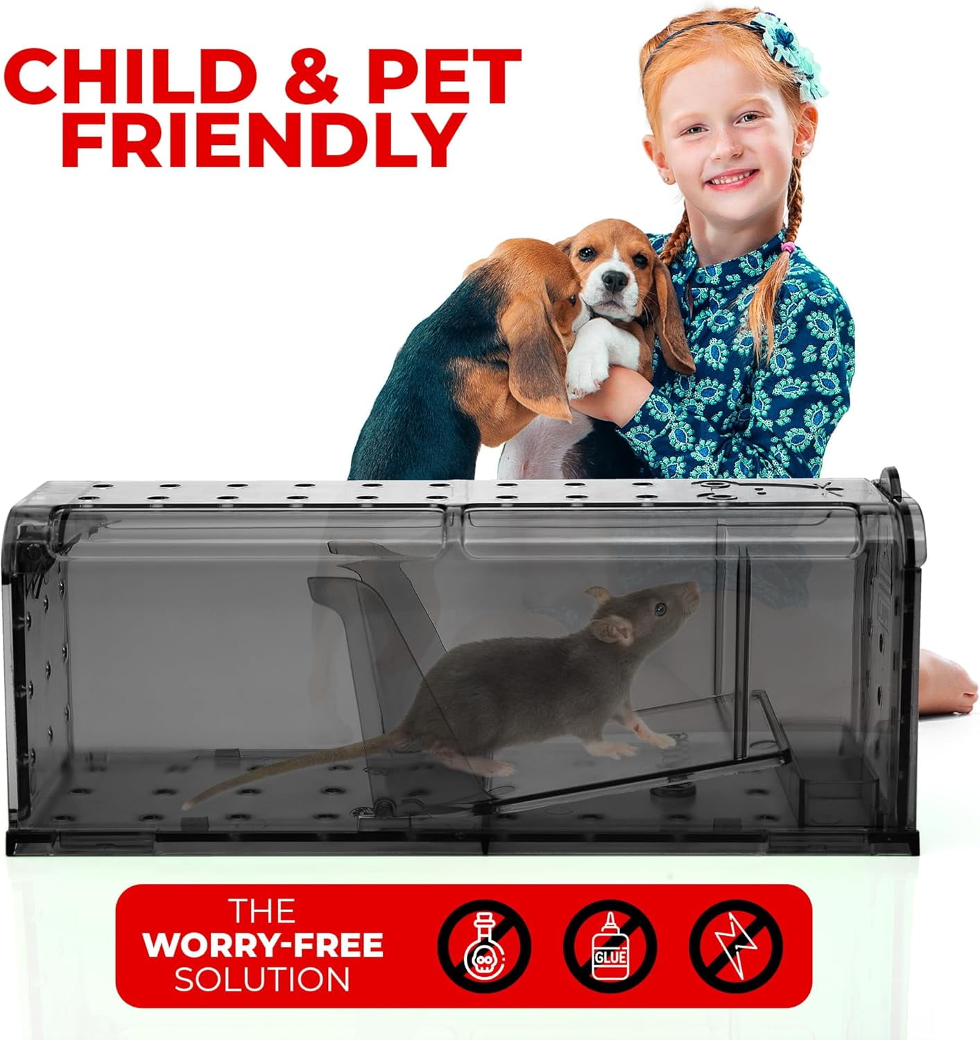 Humane Mouse Trap Pack of 4 - Live Mouse Traps Catch and Release Trap for Indoor and Outdoor Use - Reusable Mouse Traps, Safe & Effective No Kill Mouse Traps - Humane Mouse Traps Catch and Release