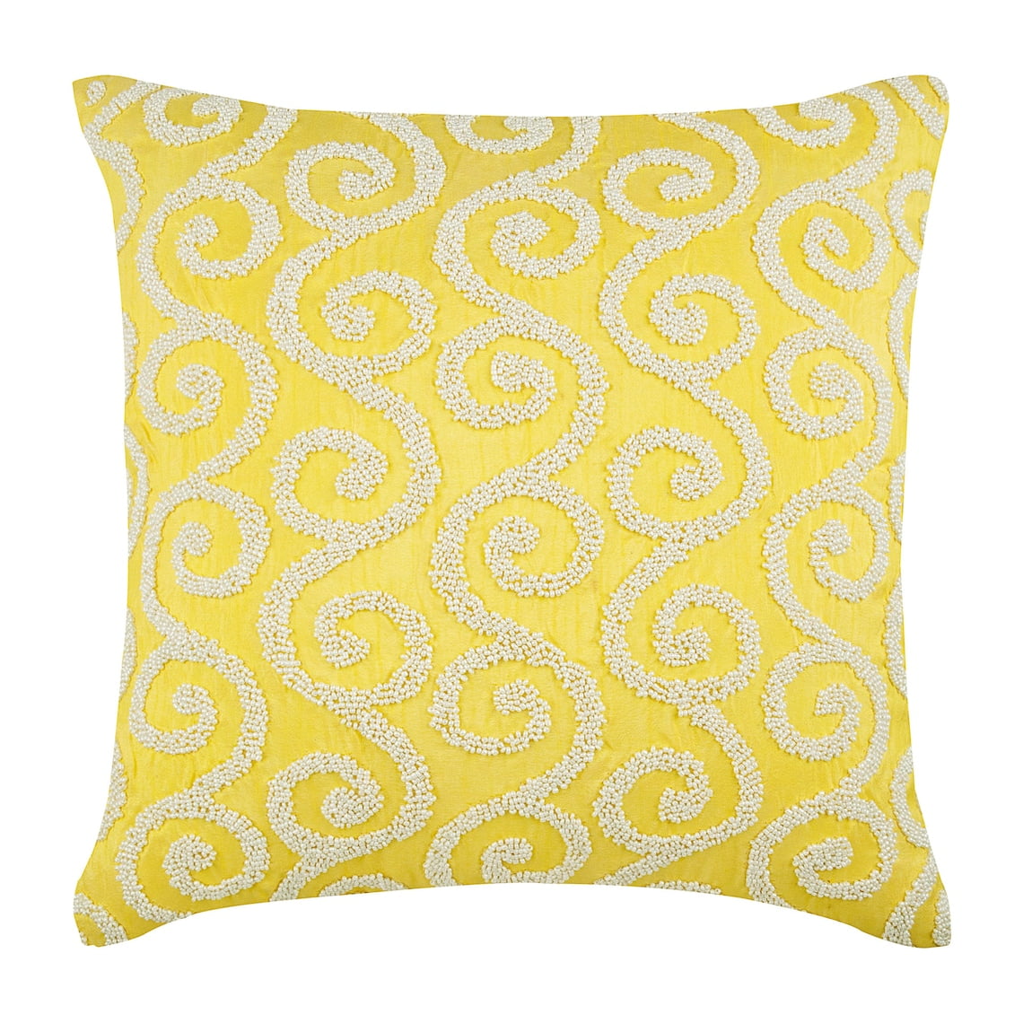 Pillow Case, Yellow Pillow Shams, Beaded Scroll Pillow Shams, 24x24