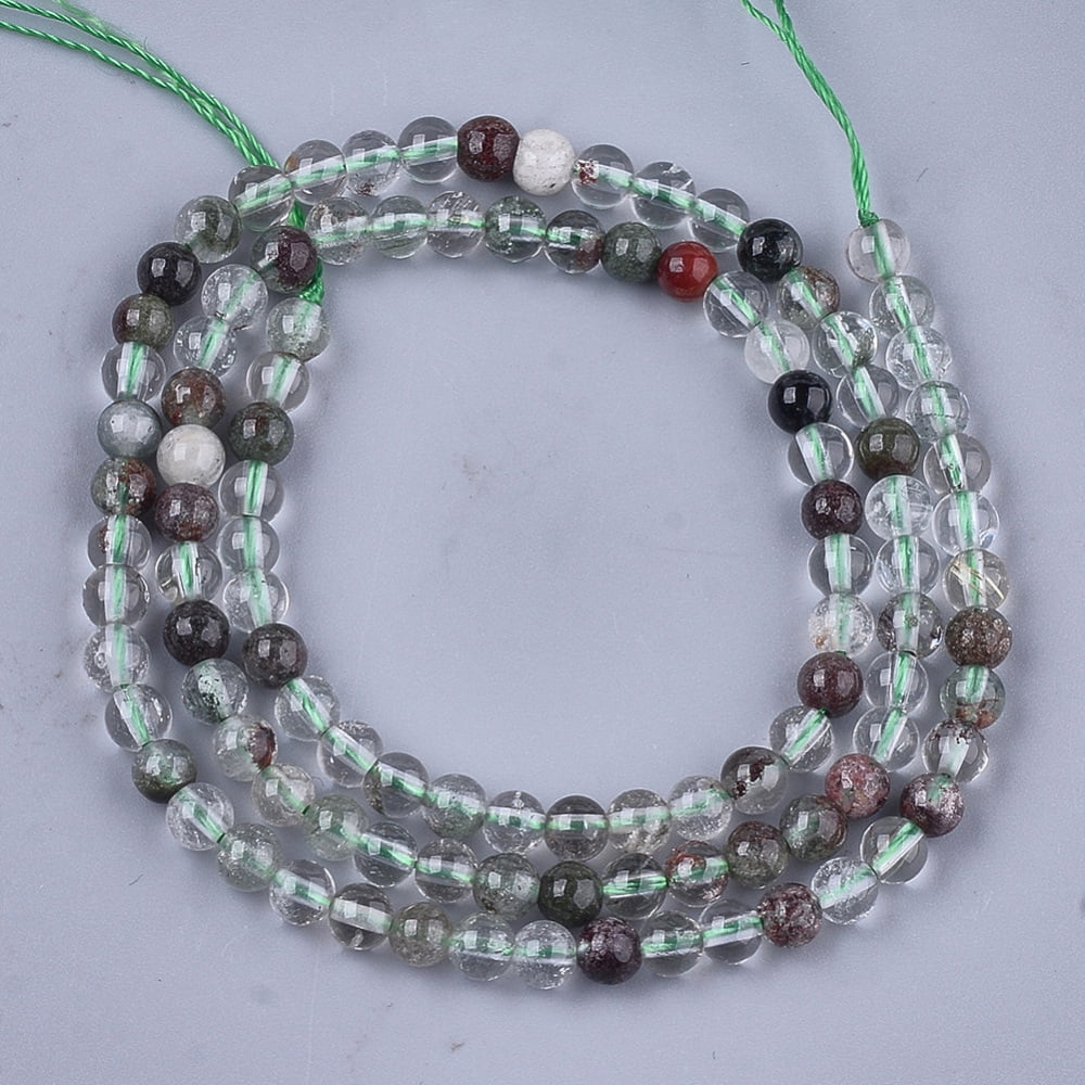 Natural Green Lodolite Quartz/Garden Quartz Beads Strands Round 6mm Hole: 0.8mm about 62~65pcs/strand 15.3 inch