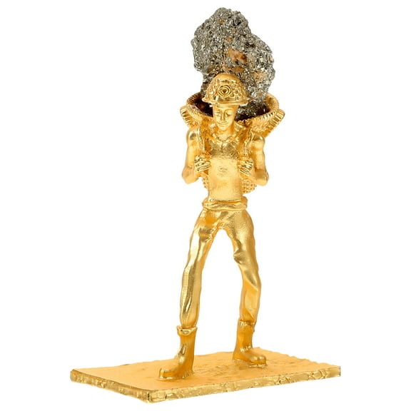 Xing Mineral Stone Metal Miner Back Basket Figure Mineral Cluster Home Decor