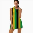 thumbnail image 2 of Black yellow green stripes Sports Dresses Women Tennis Dress with Separate Shorts One-Piece Slim Fit Golf Dress, 2 of 4