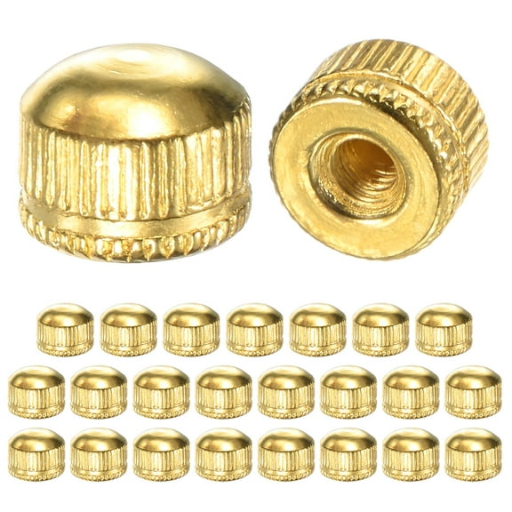 25-Pack Threaded Cap Nuts, M4x11mm Screw Caps for Light Fixture, Female Knurled Knob Nut for Ceiling Light Cover Replacement [Bright Gold]