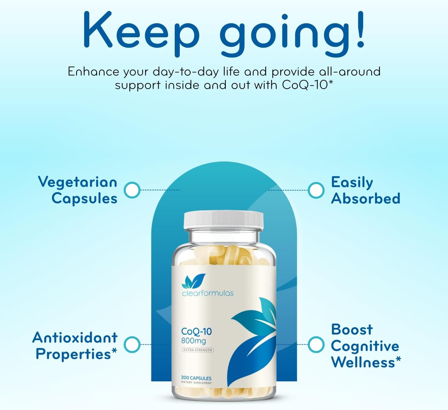 Clear Formulas Pure CoQ10 800mg Per Serving Extra Strength - 200 Veggie Capsules