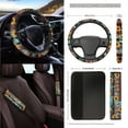 thumbnail image 3 of Renewold American Tribal Sunflower Brown Car Seat Covers Set of 15, Steering Wheel Rearview Mirror Cover Seatbelt Cushion Pad Trash Bin Mount Sunglass Holder Cup Holder Key Chain Car Accessories, 3 of 7