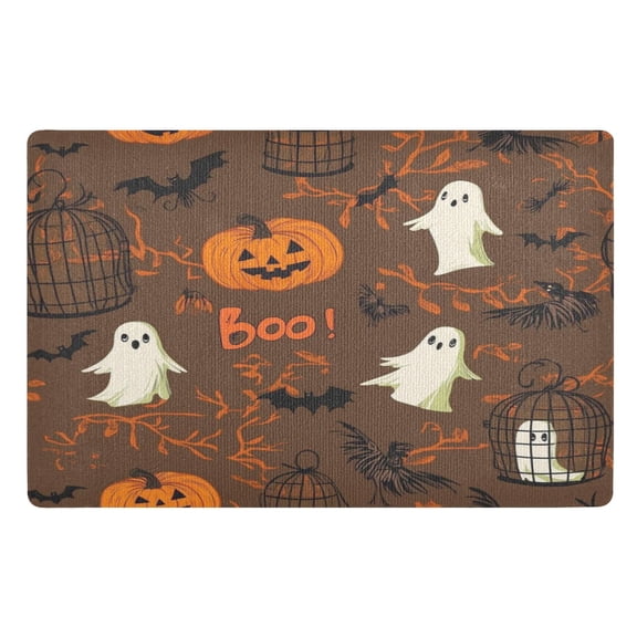 32x20 Inch Doormat Indoor Entrance Mat Entrance Welcome Mat Outdoor Mats for Front Door Cute Ghosts and Pumpkins