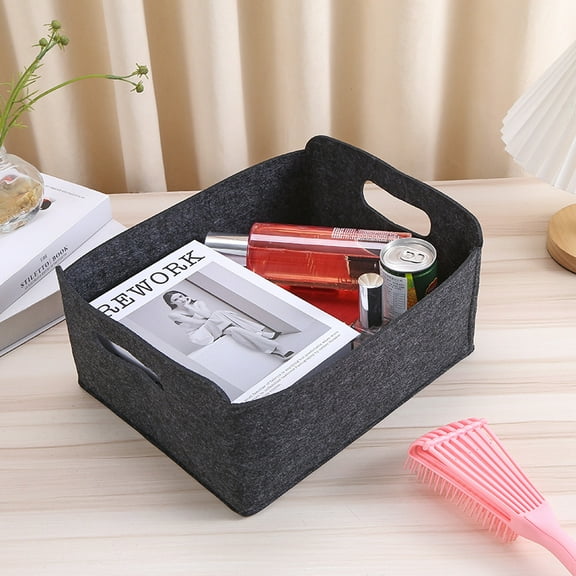 LEXSOMEO 4pcs Felt Storage Basket With Sturdy Handles Versatile Organizer For Office Supplies Bedroom Essentials Closet Organization Basket