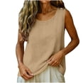 thumbnail image 5 of Kojanyu Women's Cotton Linen Sleeveless Crewneck Tank Top Casual Loose Fit Summer Blouse, 5 of 7