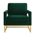 thumbnail image 5 of Modern Accent Chair, Oversized Leisure Chair with Hollow Backrest and Metal Base, Upholstered Chair for Living Room, Emerald, 5 of 9