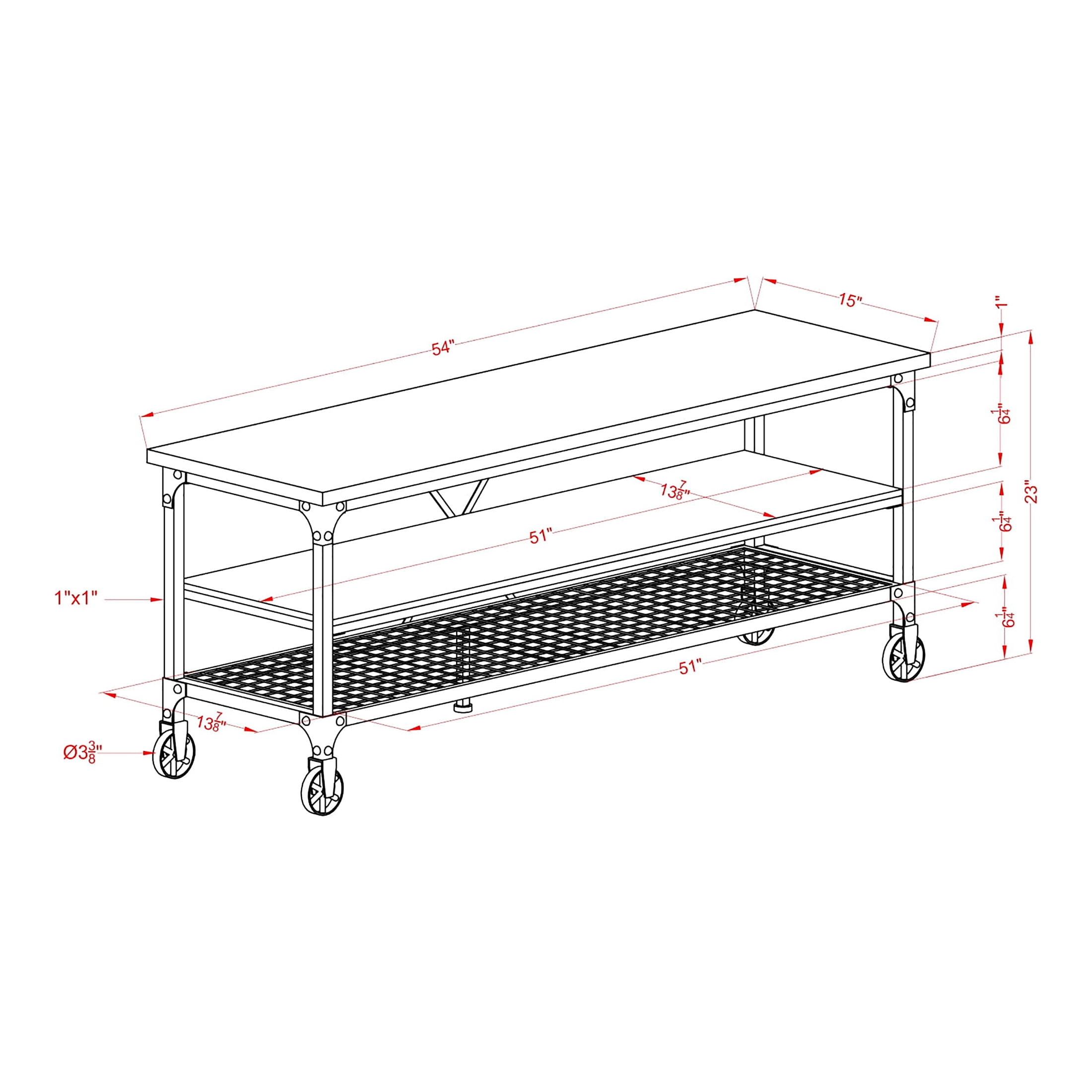 FOA Janson TV Stand for TVs up to 60" with Casters, Medium Oak
