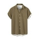 thumbnail image 5 of Blusa y camisa de manga corta con cuello vuelto y botones para hombre, estilo cárdigan vertical de manga corta con cuello vuelto y bolsillo, blusa de poliéster para hombre, 5 of 5